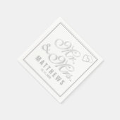 Elegant Mint Grey Mr. und Mrs. Wedding Monogram Serviette (Ecke)