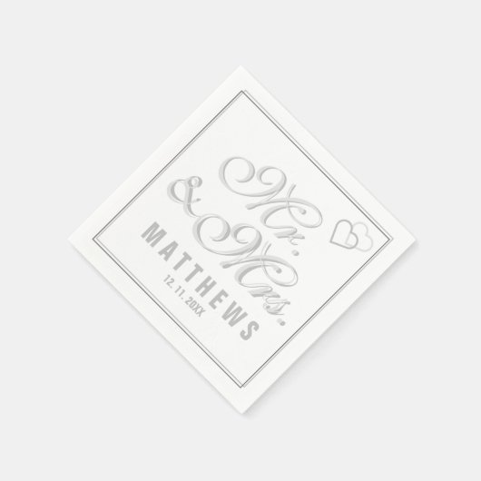 Elegant Mint Grey Mr. und Mrs. Wedding Monogram Serviette (Ecke)