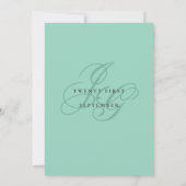 Elegant mint monogram initials romantic wedding einladung (Rückseite)