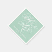 Elegant Mint Mr. und Mrs. Script Custom Monogram Serviette (Ecke)