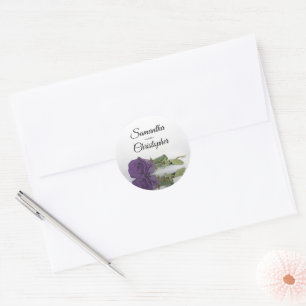 Elegant Mirrored Amethyst Lila Rose Hochzeit Runder Aufkleber