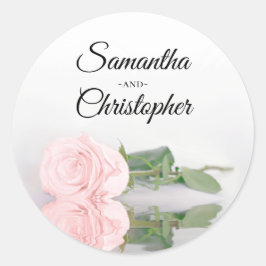 Elegant Mirrored Blush Pink Rose Wedding Runder Aufkleber
