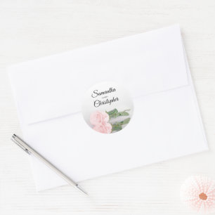 Elegant Mirrored Blush Pink Rose Wedding Runder Aufkleber