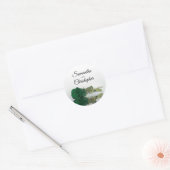 Elegant Mirrored Emerald Green Rose Wedding Runder Aufkleber (Umschlag)