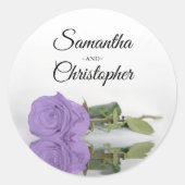 Elegant Mirrored Lavender Lila Rose Hochzeit Runder Aufkleber (Vorderseite)