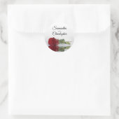 Elegant Mirrored Rote Rose Wedding Runder Aufkleber (Tasche)
