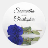 Elegant Mirrored Royal Blue Rose Wedding Runder Aufkleber (Vorderseite)