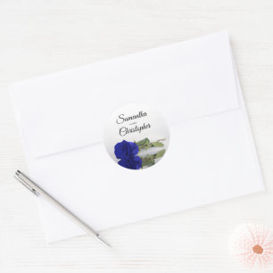 Elegant Mirrored Royal Blue Rose Wedding Runder Aufkleber