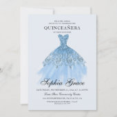 Elegant Mis Quince Blue Glitzer Quinceañera Einladung (Vorderseite)