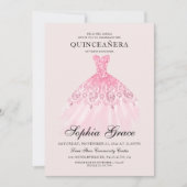 Elegant Mis Quince Pink Glitzer Quinceañera Einladung (Vorderseite)