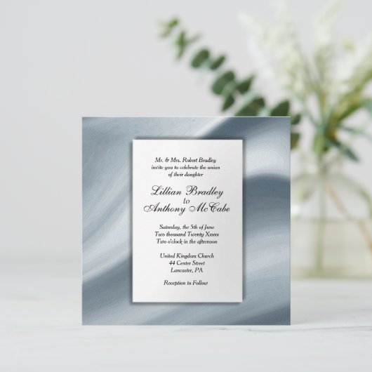 Elegant Mist Wedding Einladung (Stehend Vorderseite)