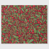 Elegant Mistletoe Burgundy Weihnachten im Hintergr Geschenkpapier (Flach)