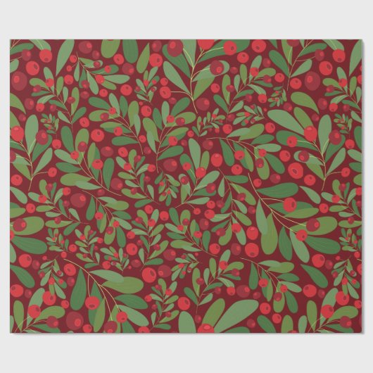Elegant Mistletoe Burgundy Weihnachten im Hintergr Geschenkpapier (Flach)