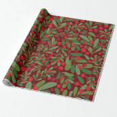 Elegant Mistletoe Burgundy Weihnachten im Hintergr Geschenkpapier (Ungerollt)