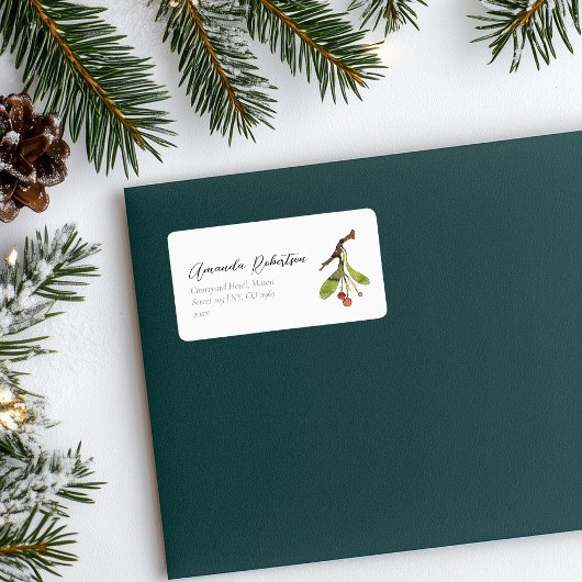 Elegant Mistletoe Christmas Adressaufkleber