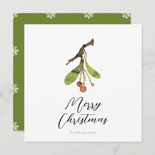 Elegant Mistletoe Christmas Card (Vorne/Hinten)