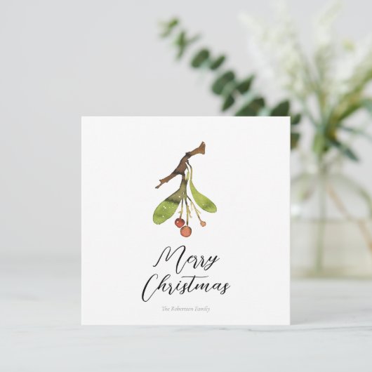 Elegant Mistletoe Christmas Card (Stehend Vorderseite)