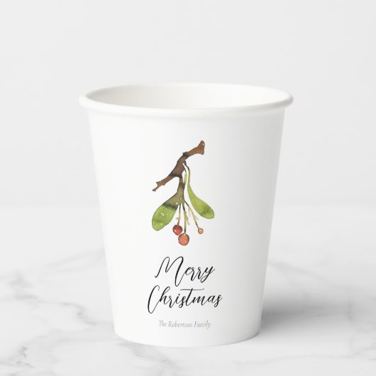 Elegant Mistletoe Christmas Pappbecher (Vorderseite)
