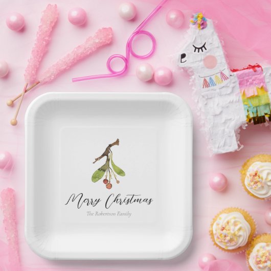 Elegant Mistletoe Christmas Pappteller (Party)