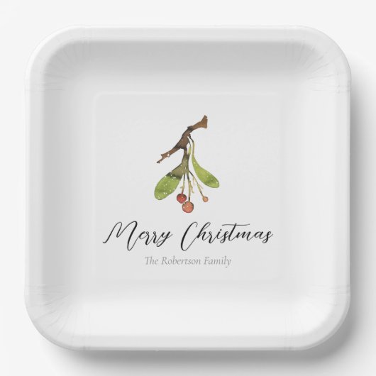 Elegant Mistletoe Christmas Pappteller (Vorderseite)