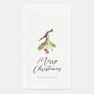 Elegant Mistletoe Christmas Serviette