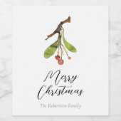 Elegant Mistletoe Christmas Weinetikett (Einzelnes Label)
