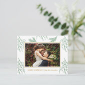 Elegant Mistletoe Green and Gold Foto Weihnachten (Stehend Vorderseite)