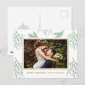 Elegant Mistletoe Green and Gold Foto Weihnachten (Vorne/Hinten)