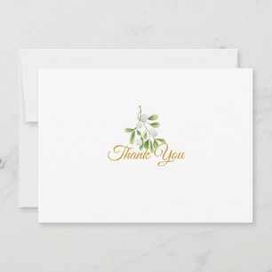 Elegant Mistletoe Greenerity Gold Script Dankeskarte