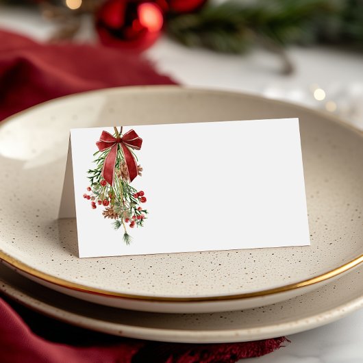 Elegant Mistletoe Holiday Platzkarte