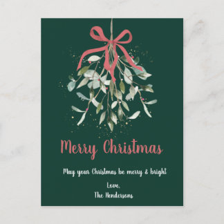 Elegant Mistletoe Merry Christmas Postcard Feiertagspostkarte