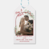 Elegant Mistletoe Newlyweds Foto Weihnachten Geschenkanhänger (Vorderseite)