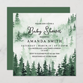 Elegant Misty Forest Baby Shower Einladung