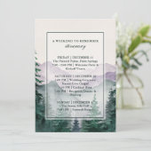 Elegant Misty Mountain Forest Itinerary Card Einladung (Stehend Vorderseite)