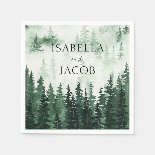 Elegant Misty Pine Forest Wedding Serviette (Vorderseite)