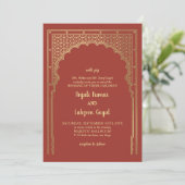 Elegant Misty Rose Indian Gateway Wedding Einladung (Stehend Vorderseite)