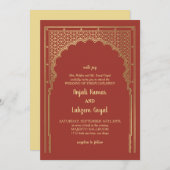 Elegant Misty Rose Indian Gateway Wedding Einladung (Vorne/Hinten)
