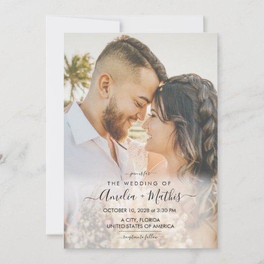 Elegant mit Foto Hochzeit Einladung (Vorderseite)