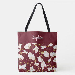 Elegant mit goldenen und weißen Orchideen chic rot Tasche
