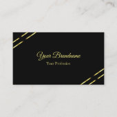 Elegant mit Goldlinien und QR-Code Schwarz Visitenkarte (Vorderseite)