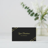 Elegant mit Goldlinien und QR-Code Schwarz Visitenkarte (Stehend Vorderseite)