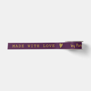 Elegant Mit Liebe Gemachte Pflaume Und Gold Herz Satinband