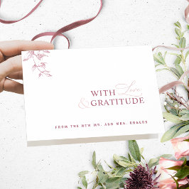 Elegant mit Liebe und Dankbarkeit Rosa, Burgund Dankeskarte