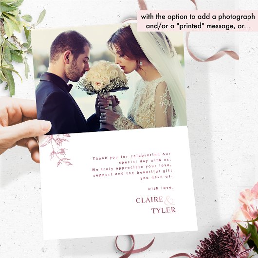 Elegant mit Liebe und Dankbarkeit Rosa, Burgund Dankeskarte