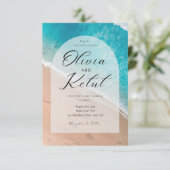 Elegant mit Meereswellen Einladung (Stehend Vorderseite)