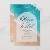 Elegant mit Meereswellen Einladung (Vorne/Hinten)