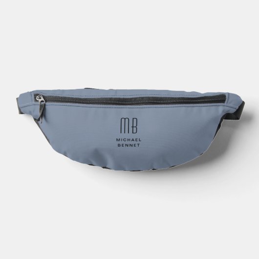 Elegant Mit Monogramm Dusty Blue Bauchtasche (Ablage )