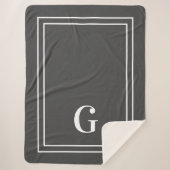 Elegant Mit Monogramm für ihn grau und weiß Sherpadecke (Vorderseite)