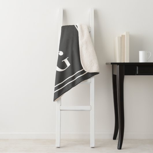 Elegant Mit Monogramm für ihn grau und weiß Sherpadecke (Beispiel)
