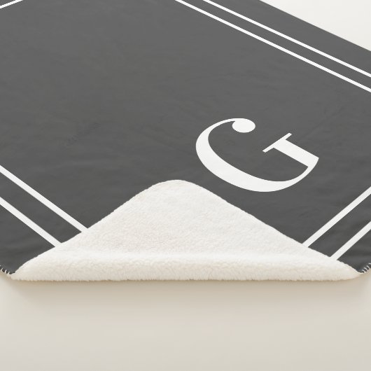 Elegant Mit Monogramm für ihn grau und weiß Sherpadecke (3/4)